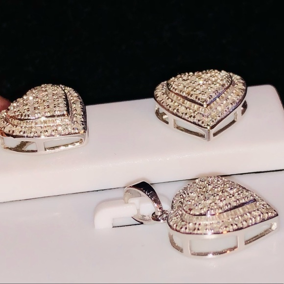 .40ct REAL diamond heart pendant earring set SALE! - Picture 3 of 5